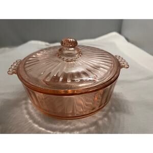 Vintage Pink Glass Candy Dish/Dresser Dish